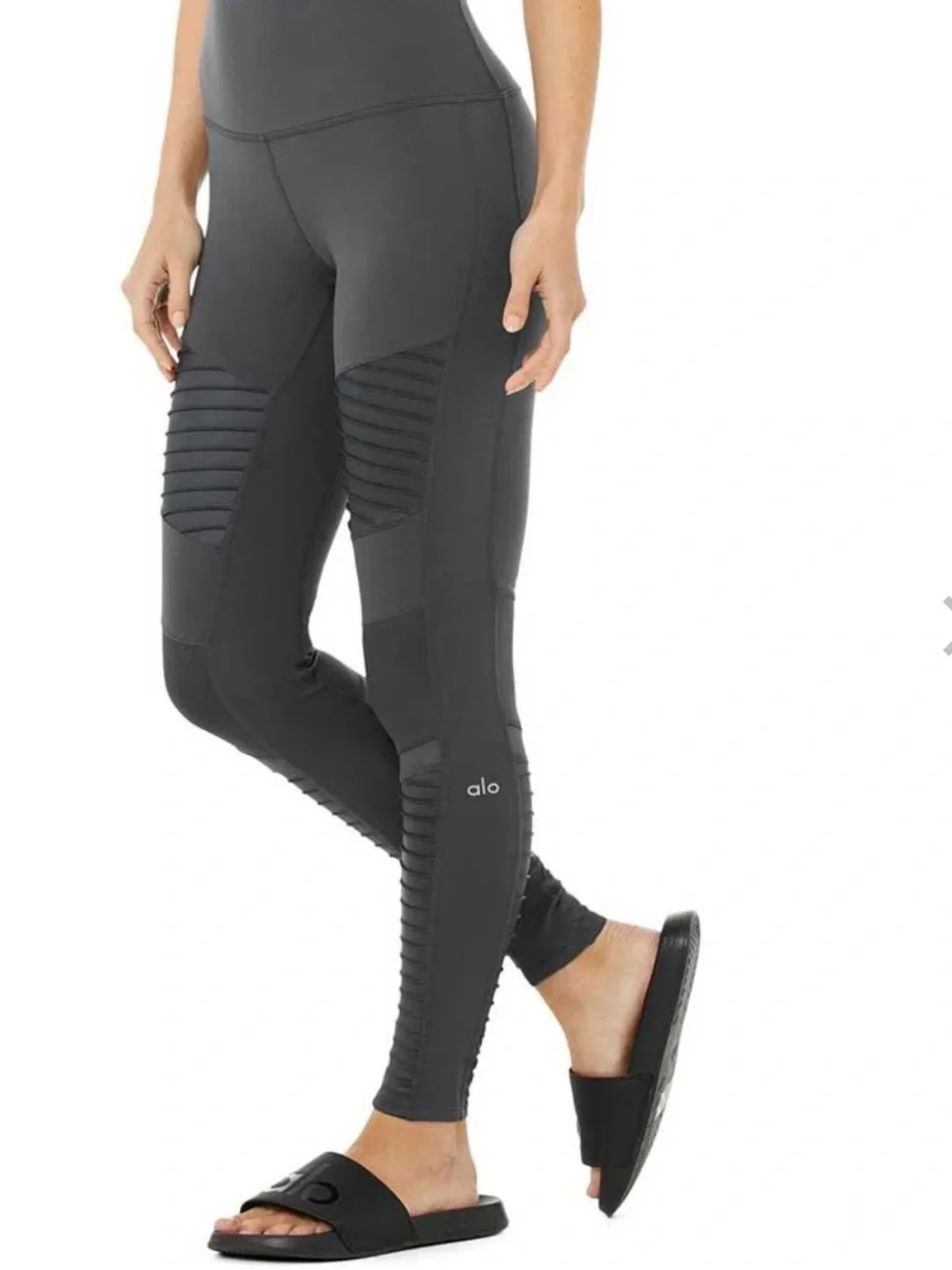 ALO Yoga Moto High-Waist Legging in Charcoal Gray